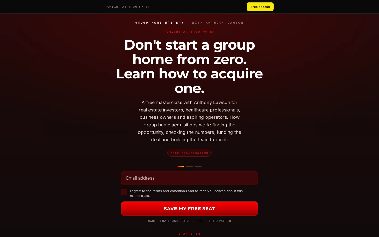 Group Home Mastery registration page